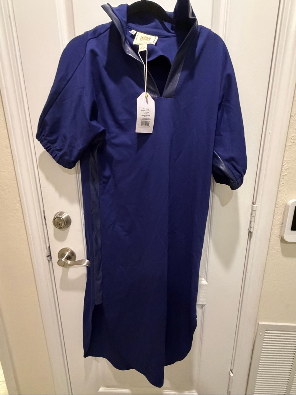 Navy Short-Sleeve Midi Dress